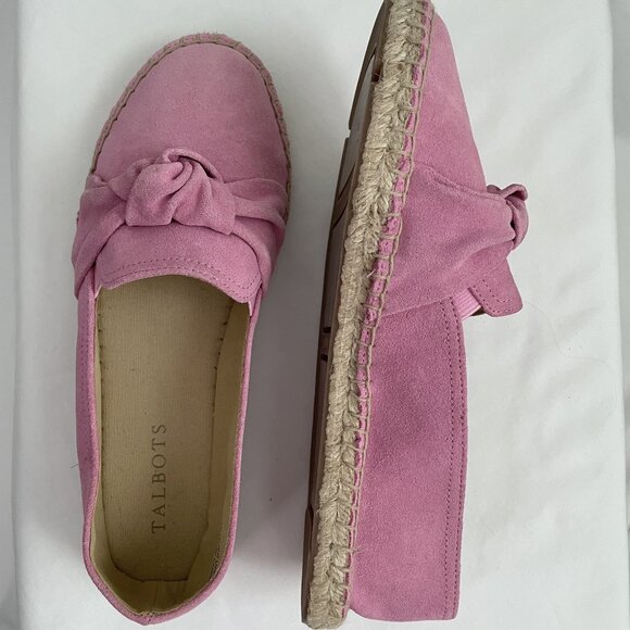 Talbots Women's Izzy Knot Espadrilles Shoes Size 7 Pink Suede Leather Cushioned - Picture 13 of 14